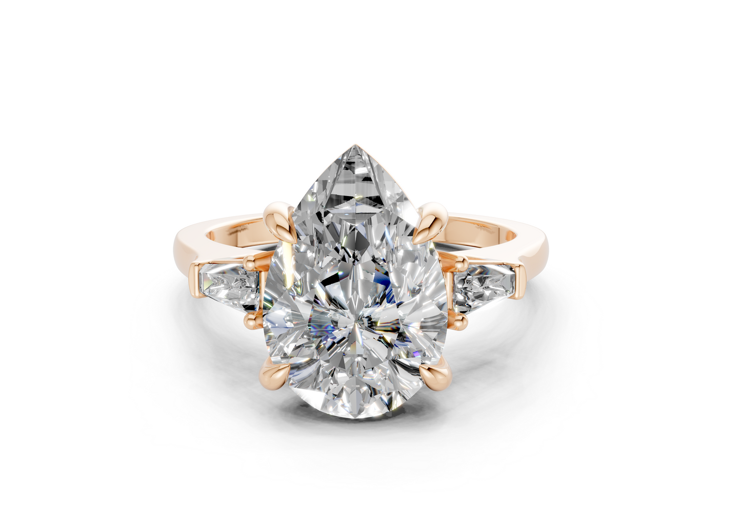 Isla Diamond Three Stone Pear Cut 1.8mm Engagement Ring