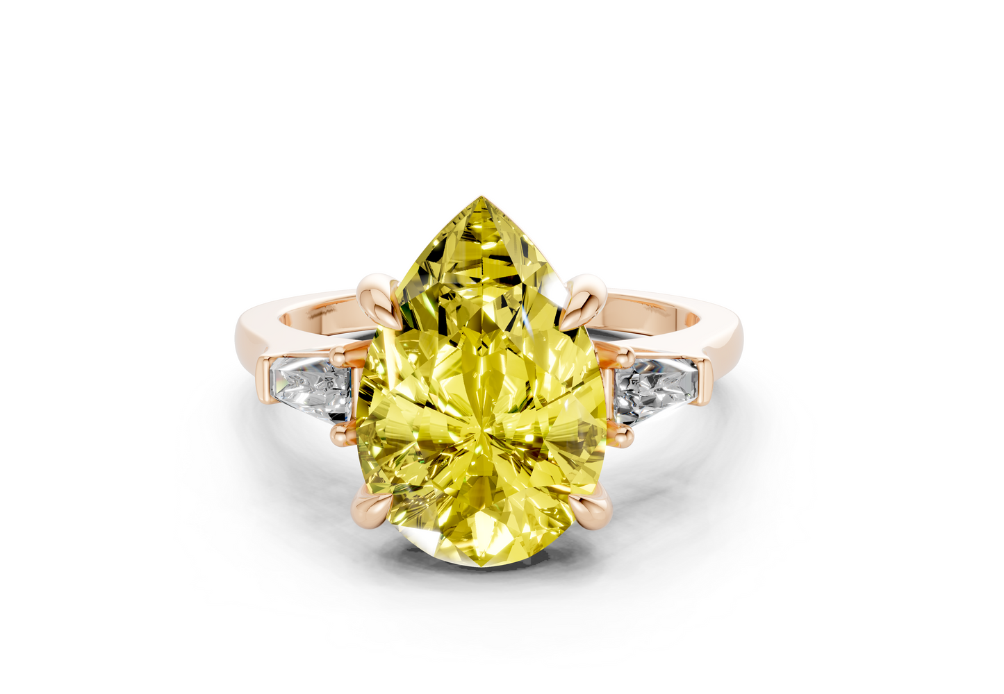 Isla Yellow Diamond Three Stone Pear Cut 1.8mm Engagement Ring