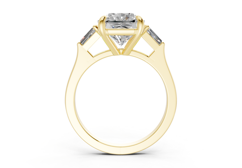 Isla Diamond Three Stone Radiant Square Cut 1.8mm Engagement Ring
