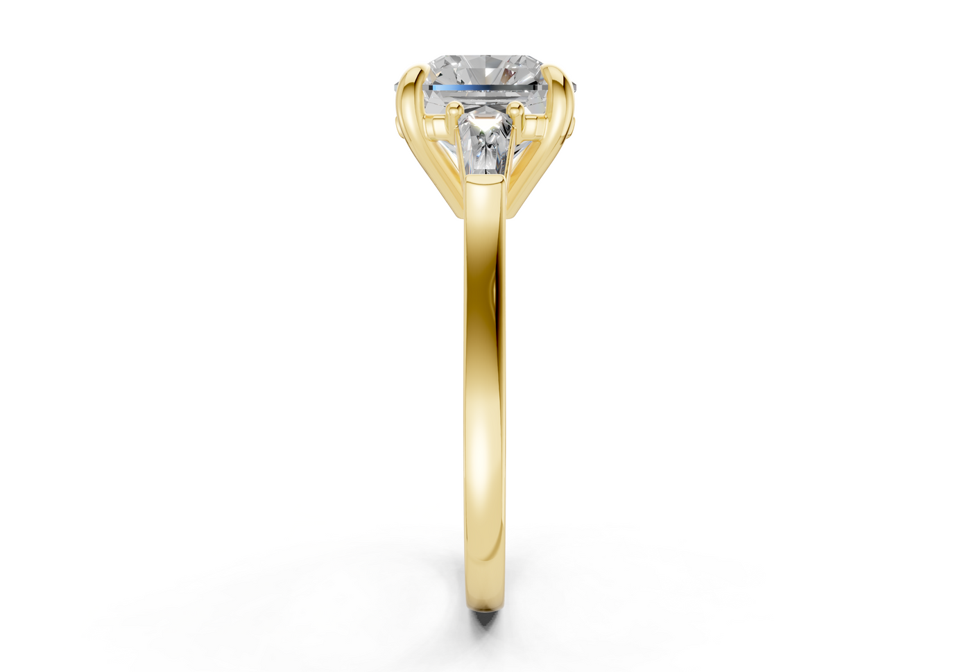 Isla Diamond Three Stone Radiant Square Cut 1.8mm Engagement Ring