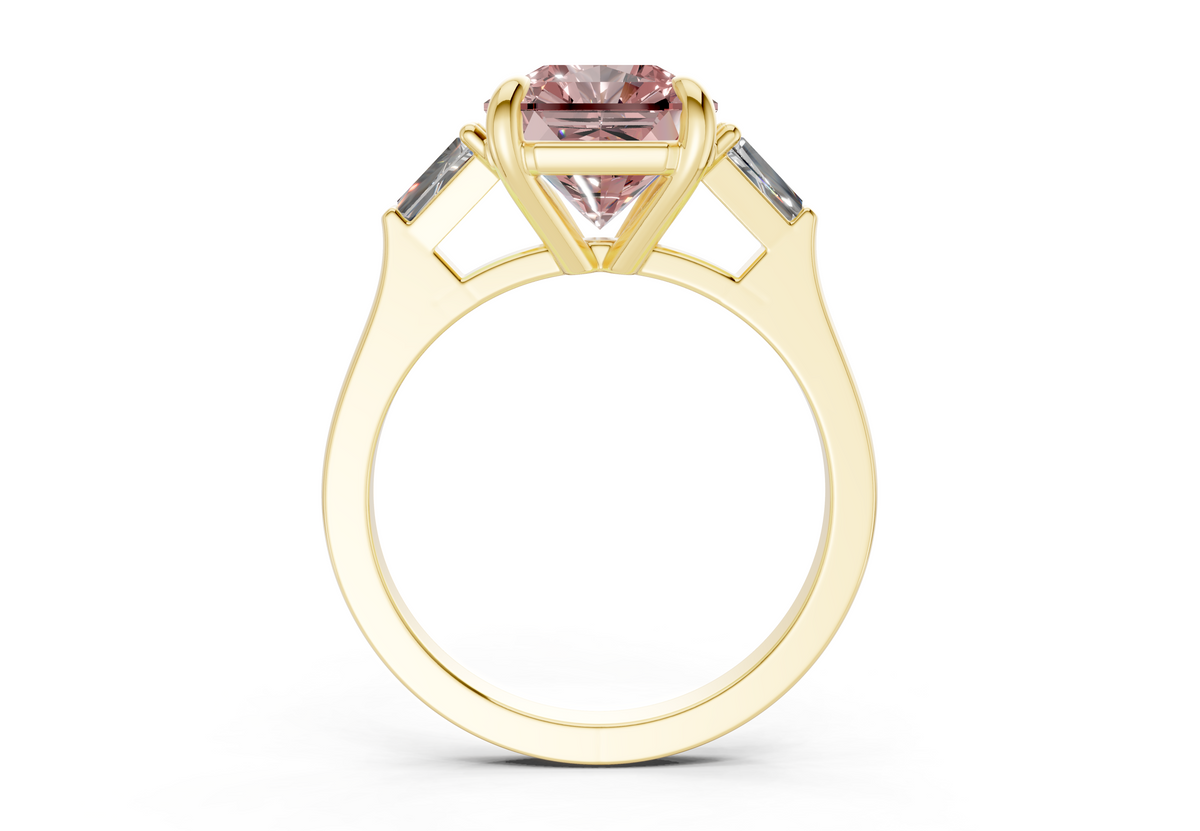 Isla Pink Diamond Three Stone Radiant Square Cut 1.8mm Engagement Ring