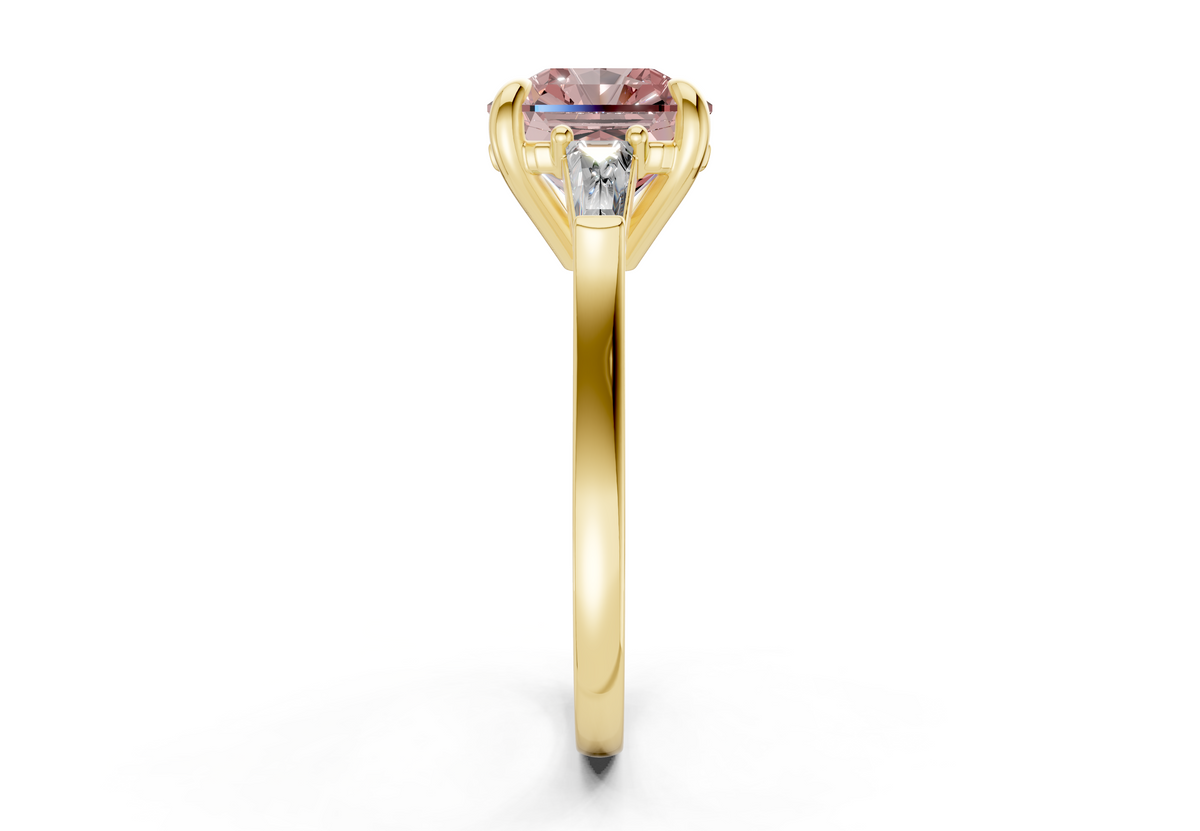 Isla Pink Diamond Three Stone Radiant Square Cut 1.8mm Engagement Ring