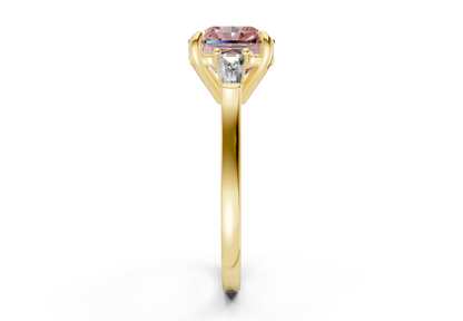 Isla Pink Diamond Three Stone Radiant Square Cut 1.8mm Engagement Ring