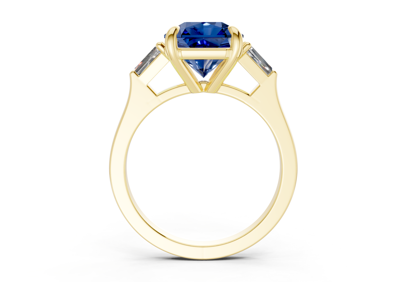 Isla Sapphire Gemstone Three Stone Radiant Square Cut 1.8mm Engagement Ring