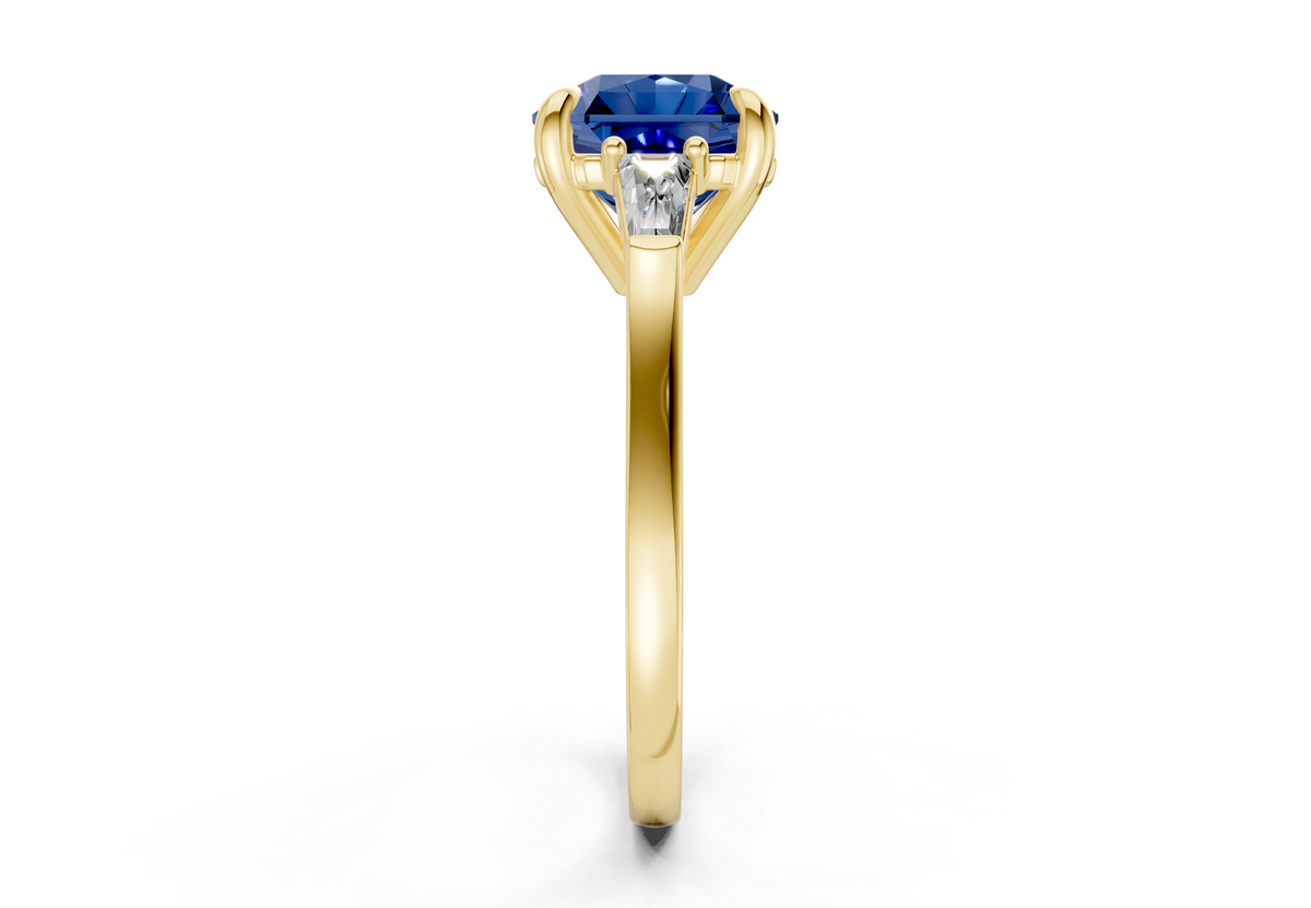 Isla Sapphire Gemstone Three Stone Radiant Square Cut 1.8mm Engagement Ring