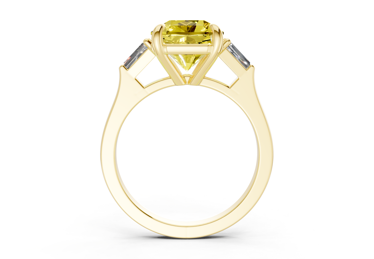 Isla Yellow Diamond Three Stone Radiant Square Cut 1.8mm Engagement Ring