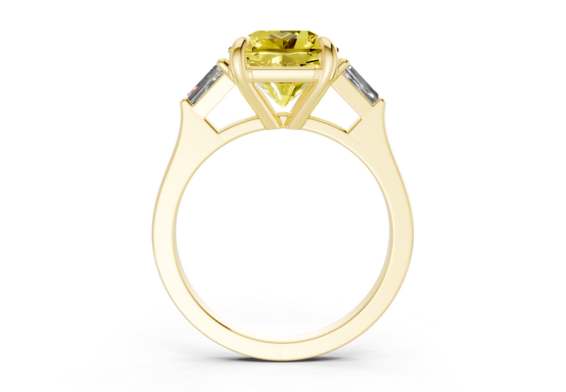 Isla Yellow Diamond Three Stone Radiant Square Cut 1.8mm Engagement Ring