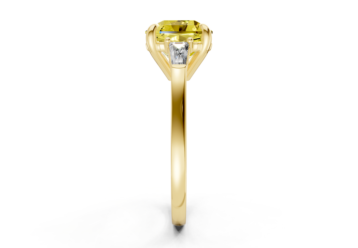 Isla Yellow Diamond Three Stone Radiant Square Cut 1.8mm Engagement Ring