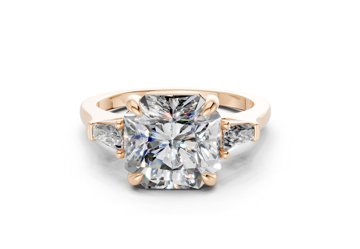 Isla Diamond Three Stone Radiant Square Cut 1.8mm Engagement Ring