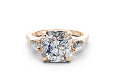 Isla Diamond Three Stone Radiant Square Cut 1.8mm Engagement Ring