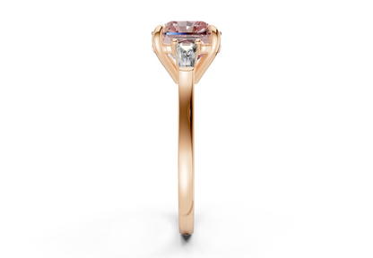 Isla Pink Diamond Three Stone Radiant Square Cut 1.8mm Engagement Ring