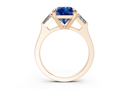 Isla Sapphire Gemstone Three Stone Radiant Square Cut 1.8mm Engagement Ring