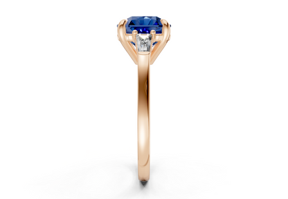Isla Sapphire Gemstone Three Stone Radiant Square Cut 1.8mm Engagement Ring