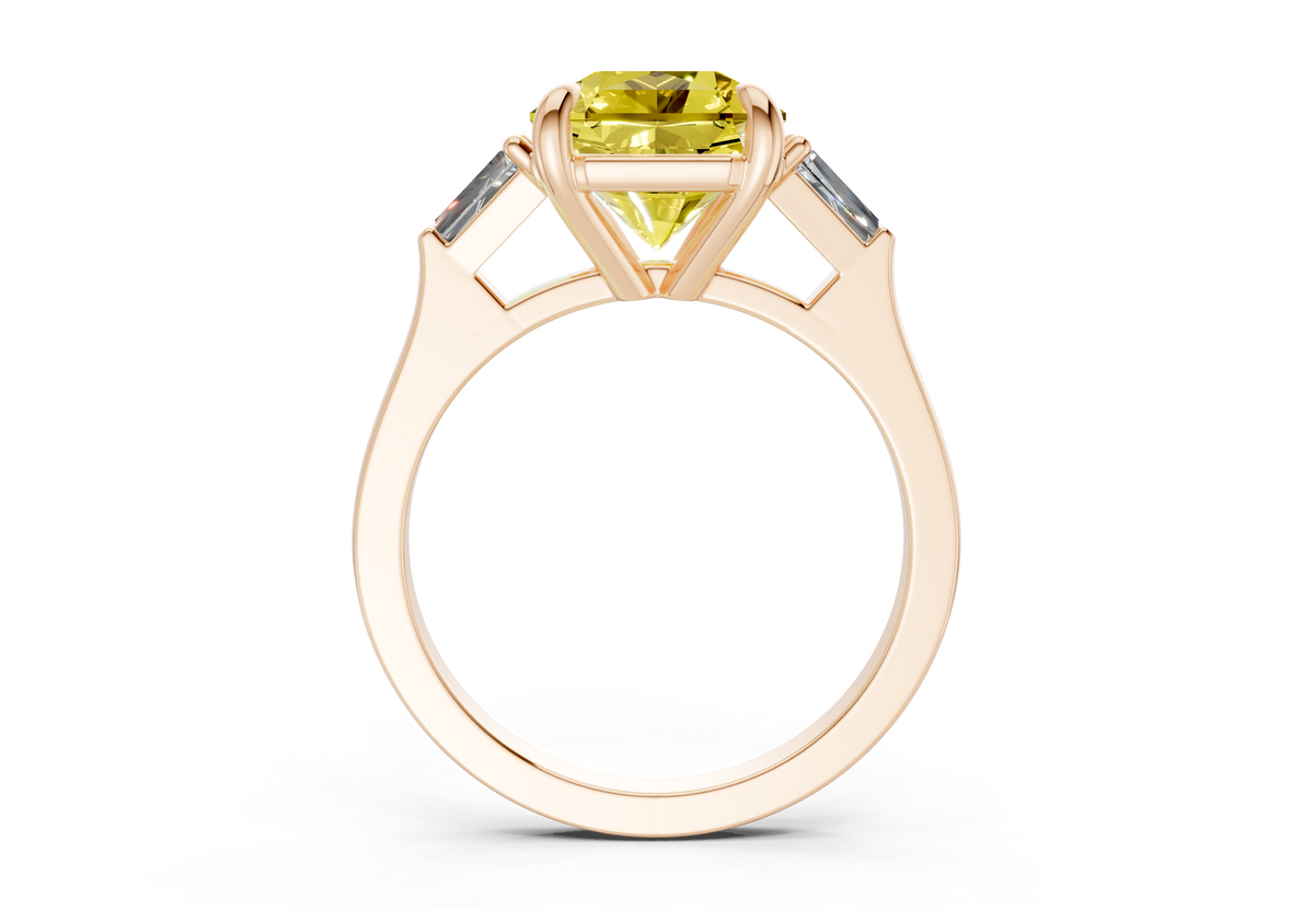 Isla Yellow Diamond Three Stone Radiant Square Cut 1.8mm Engagement Ring