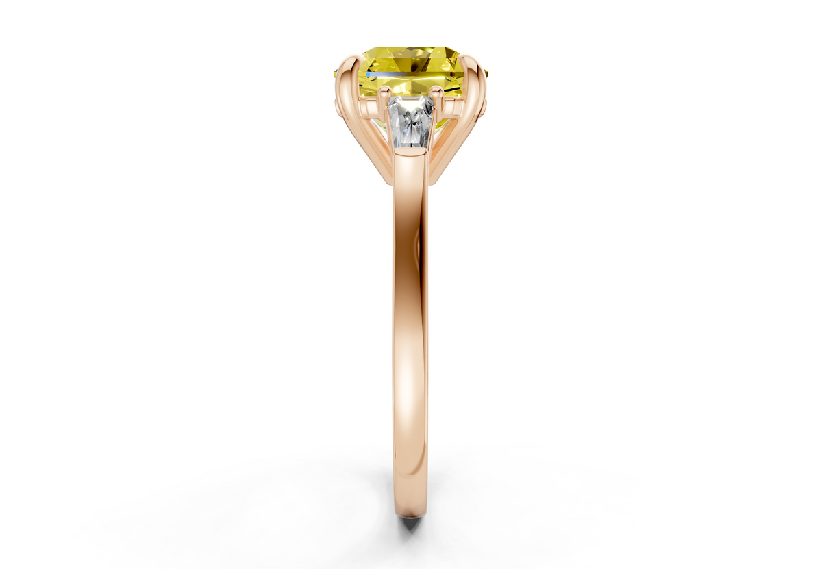 Isla Yellow Diamond Three Stone Radiant Square Cut 1.8mm Engagement Ring