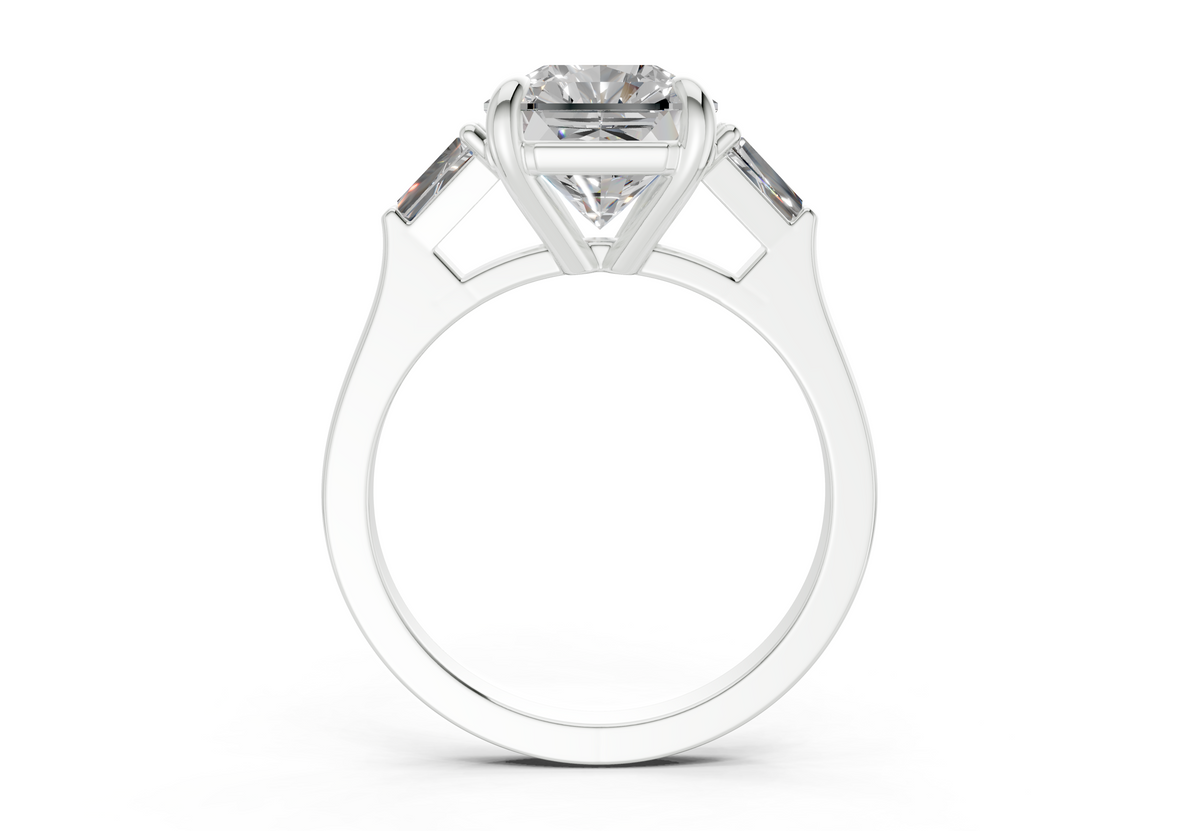 Isla Diamond Three Stone Radiant Square Cut 1.8mm Engagement Ring