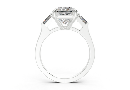 Isla Diamond Three Stone Radiant Square Cut 1.8mm Engagement Ring