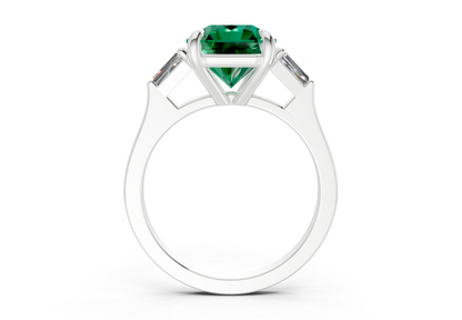 Isla Emerald Gemstone Three Stone Radiant Square Cut 1.8mm Engagement Ring