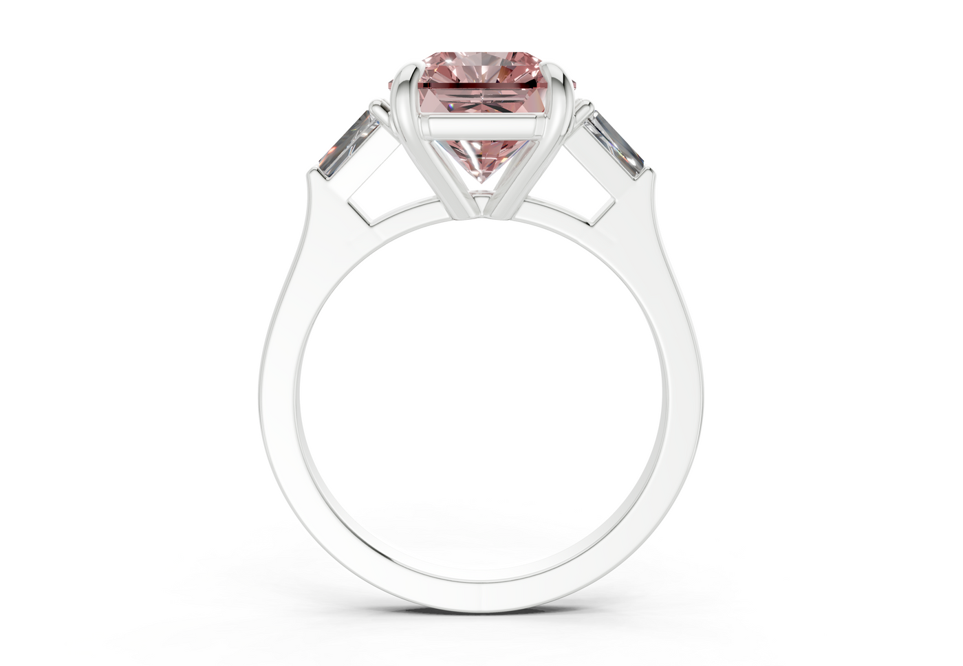Isla Pink Diamond Three Stone Radiant Square Cut 1.8mm Engagement Ring