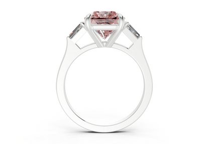 Isla Pink Diamond Three Stone Radiant Square Cut 1.8mm Engagement Ring