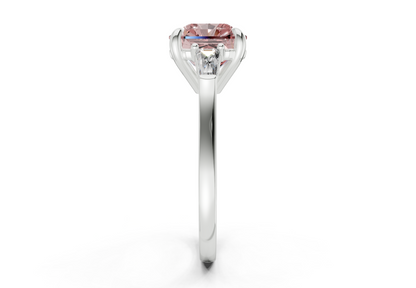 Isla Pink Diamond Three Stone Radiant Square Cut 1.8mm Engagement Ring