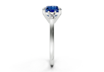 Isla Sapphire Gemstone Three Stone Radiant Square Cut 1.8mm Engagement Ring