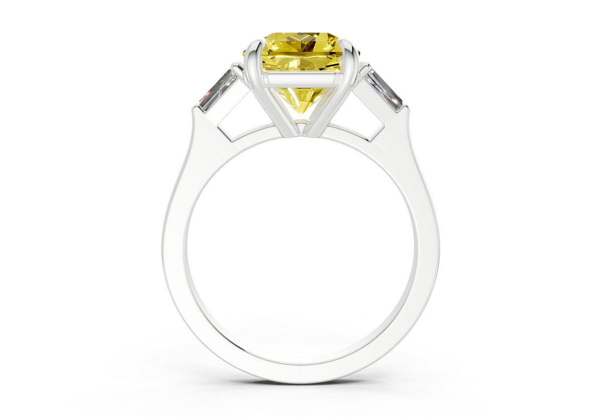Isla Yellow Diamond Three Stone Radiant Square Cut 1.8mm Engagement Ring