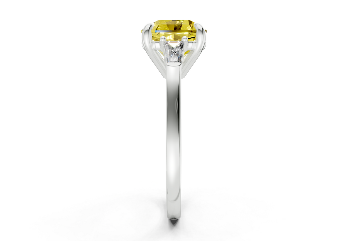 Isla Yellow Diamond Three Stone Radiant Square Cut 1.8mm Engagement Ring