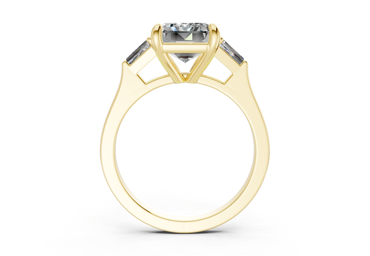 Isla Diamond Three Stone Emerald Cut 1.8mm Engagement Ring
