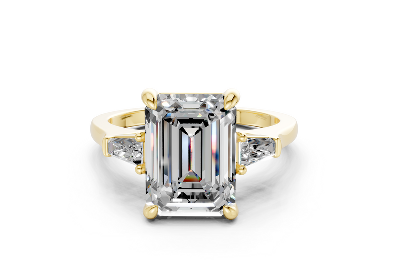 Isla Diamond Three Stone Emerald Cut 1.8mm Engagement Ring