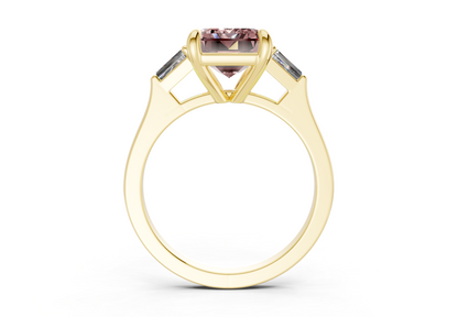 Isla Pink Diamond Three Stone Emerald Cut 1.8mm Engagement Ring