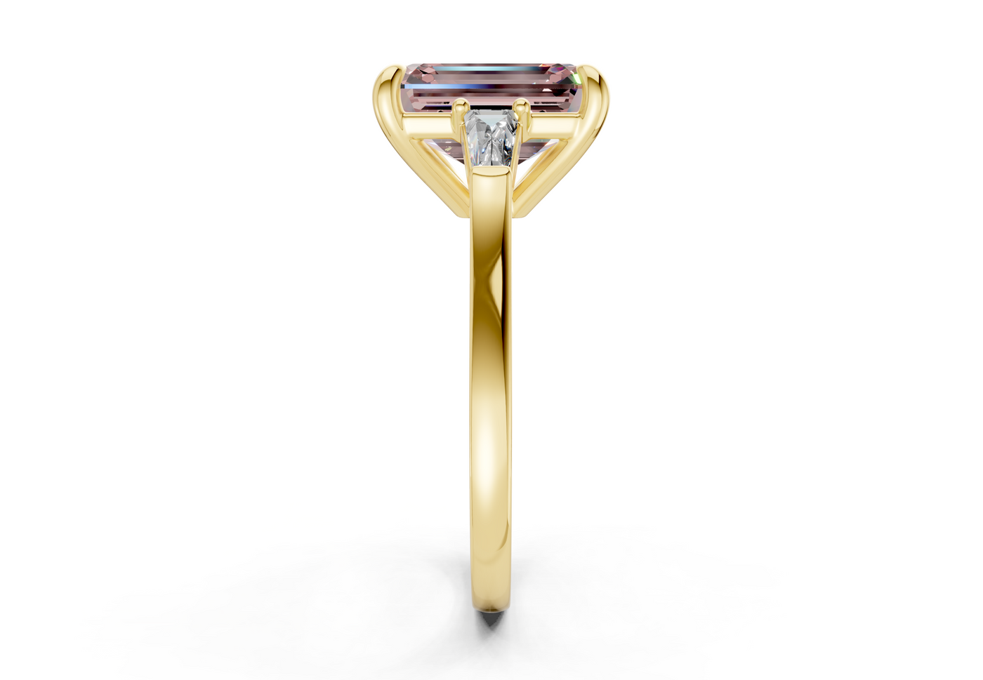 Isla Pink Diamond Three Stone Emerald Cut 1.8mm Engagement Ring