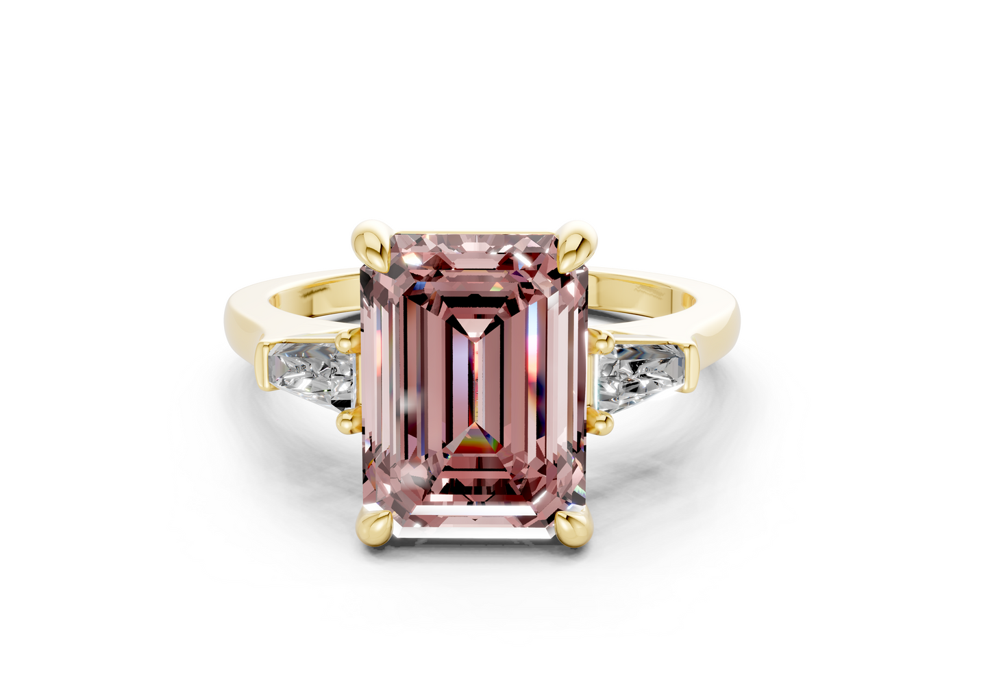 Isla Pink Diamond Three Stone Emerald Cut 1.8mm Engagement Ring