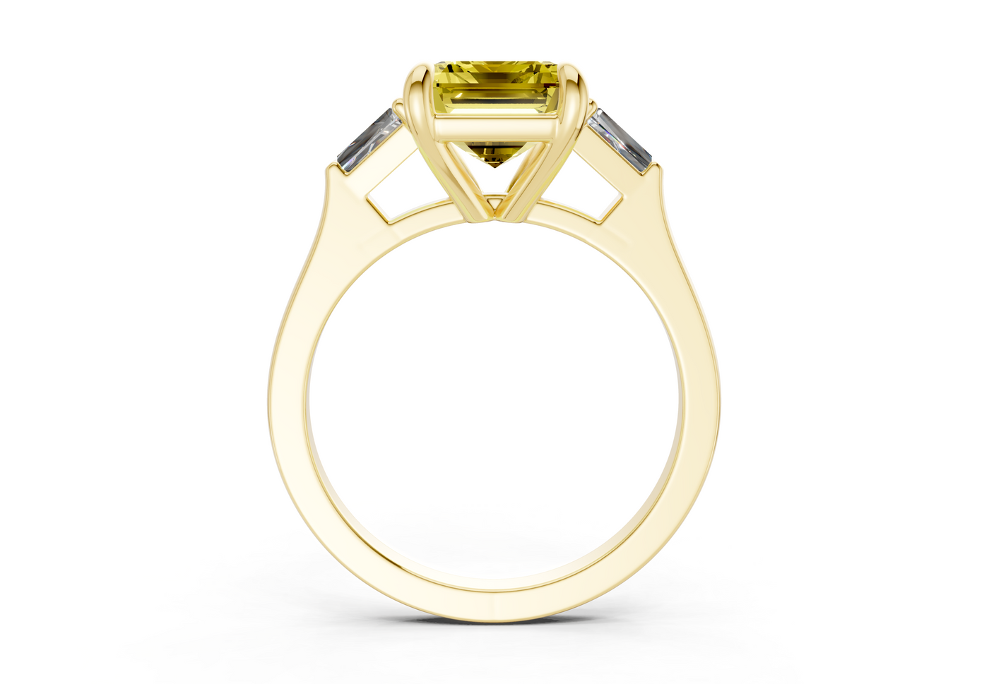 Isla Yellow Diamond Three Stone Emerald Cut 1.8mm Engagement Ring