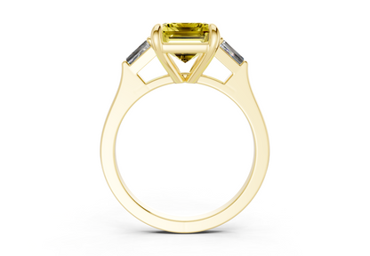 Isla Yellow Diamond Three Stone Emerald Cut 1.8mm Engagement Ring