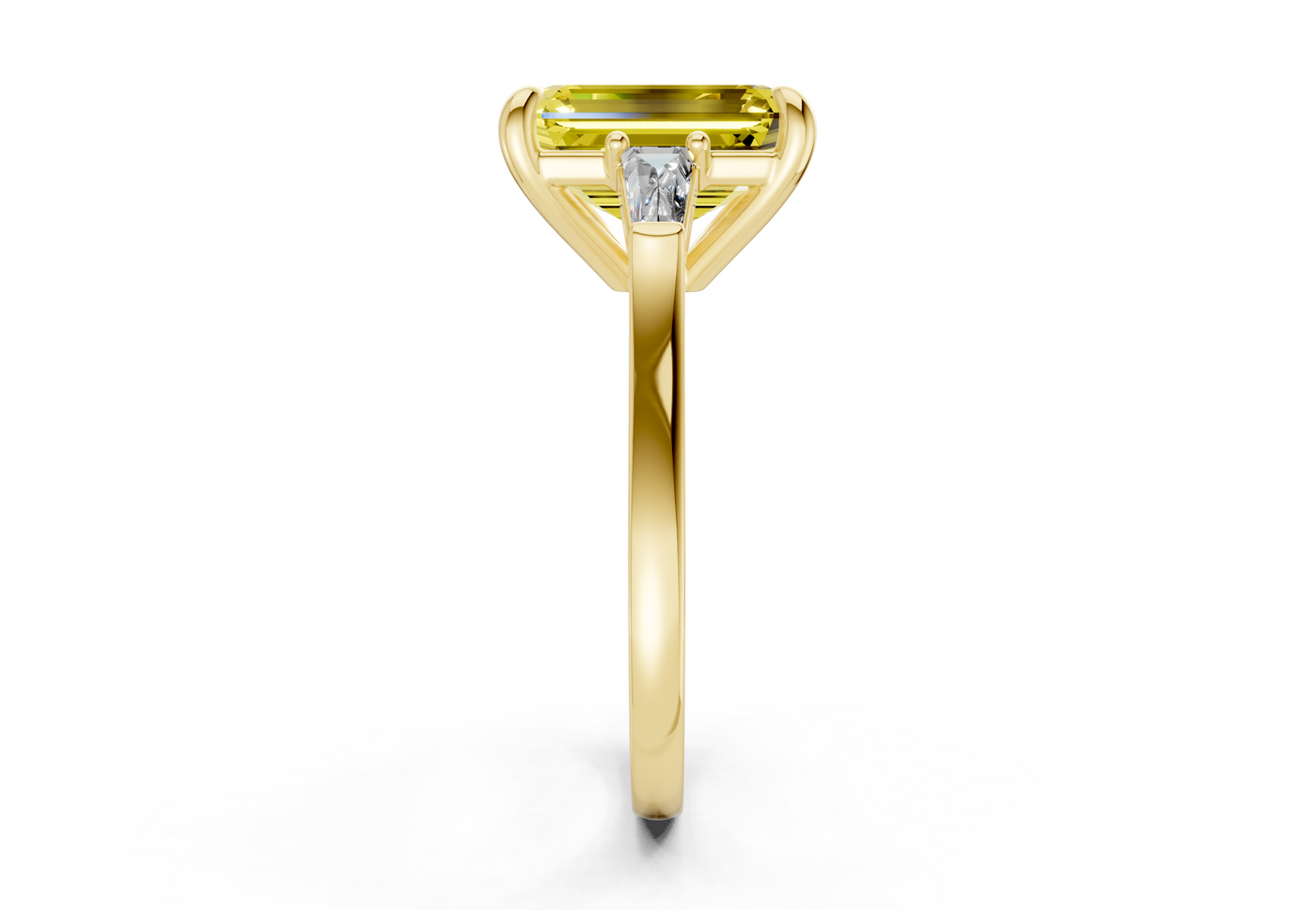 Isla Yellow Diamond Three Stone Emerald Cut 1.8mm Engagement Ring