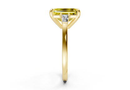 Isla Yellow Diamond Three Stone Emerald Cut 1.8mm Engagement Ring