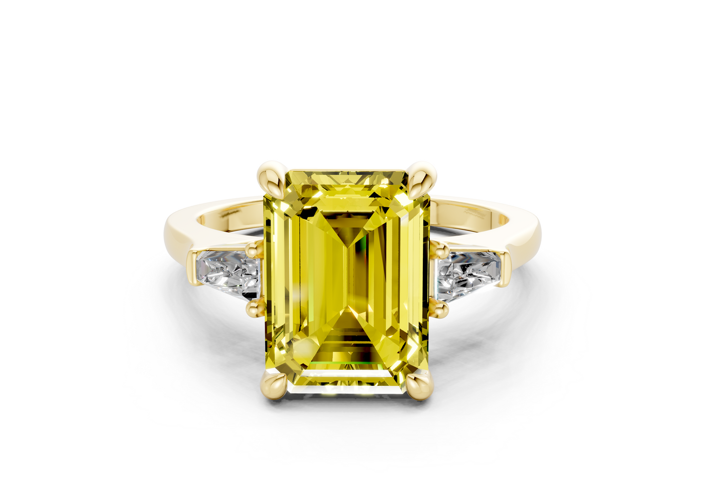 Isla Yellow Diamond Three Stone Emerald Cut 1.8mm Engagement Ring