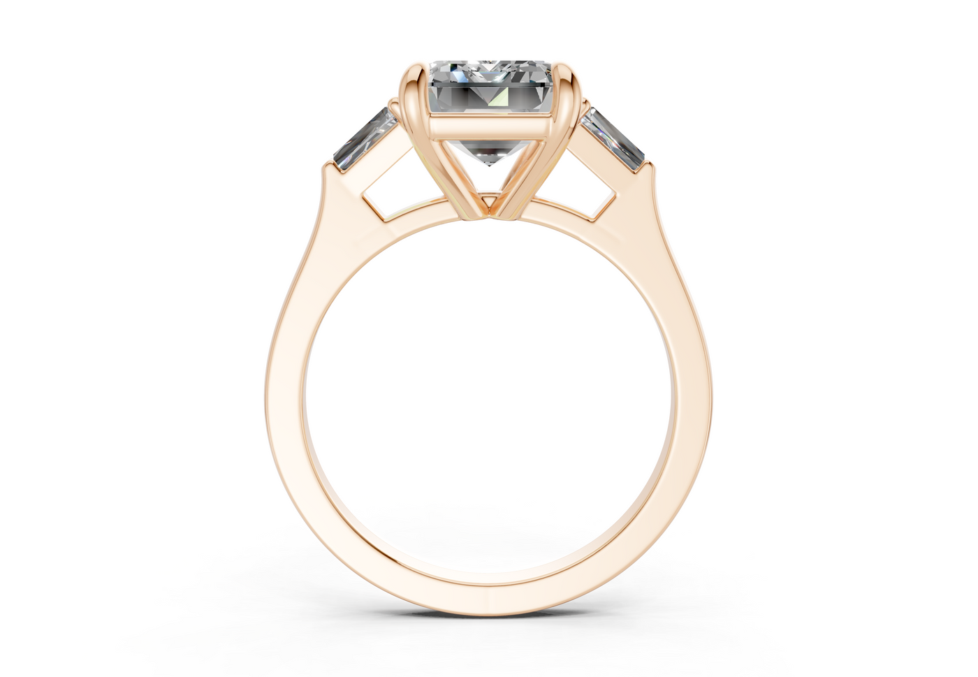 Isla Diamond Three Stone Emerald Cut 1.8mm Engagement Ring