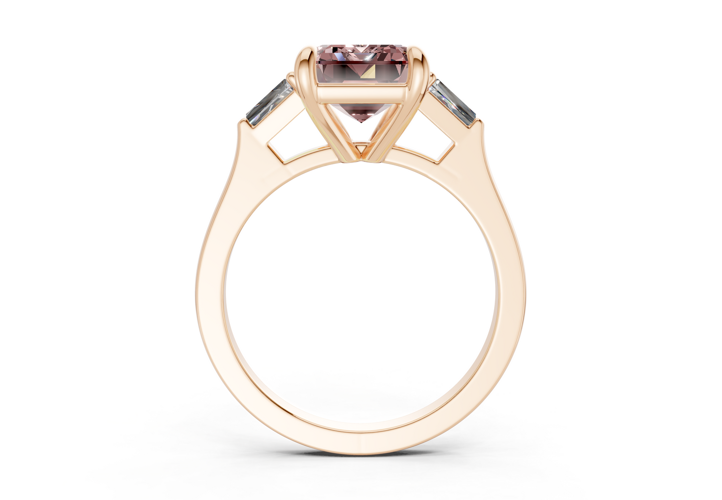 Isla Pink Diamond Three Stone Emerald Cut 1.8mm Engagement Ring