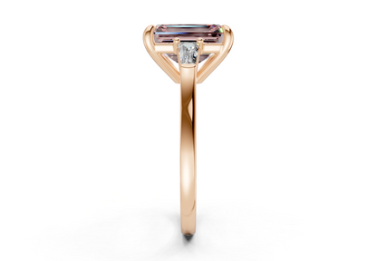 Isla Pink Diamond Three Stone Emerald Cut 1.8mm Engagement Ring