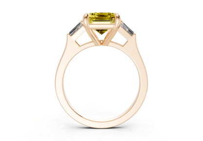 Isla Yellow Diamond Three Stone Emerald Cut 1.8mm Engagement Ring