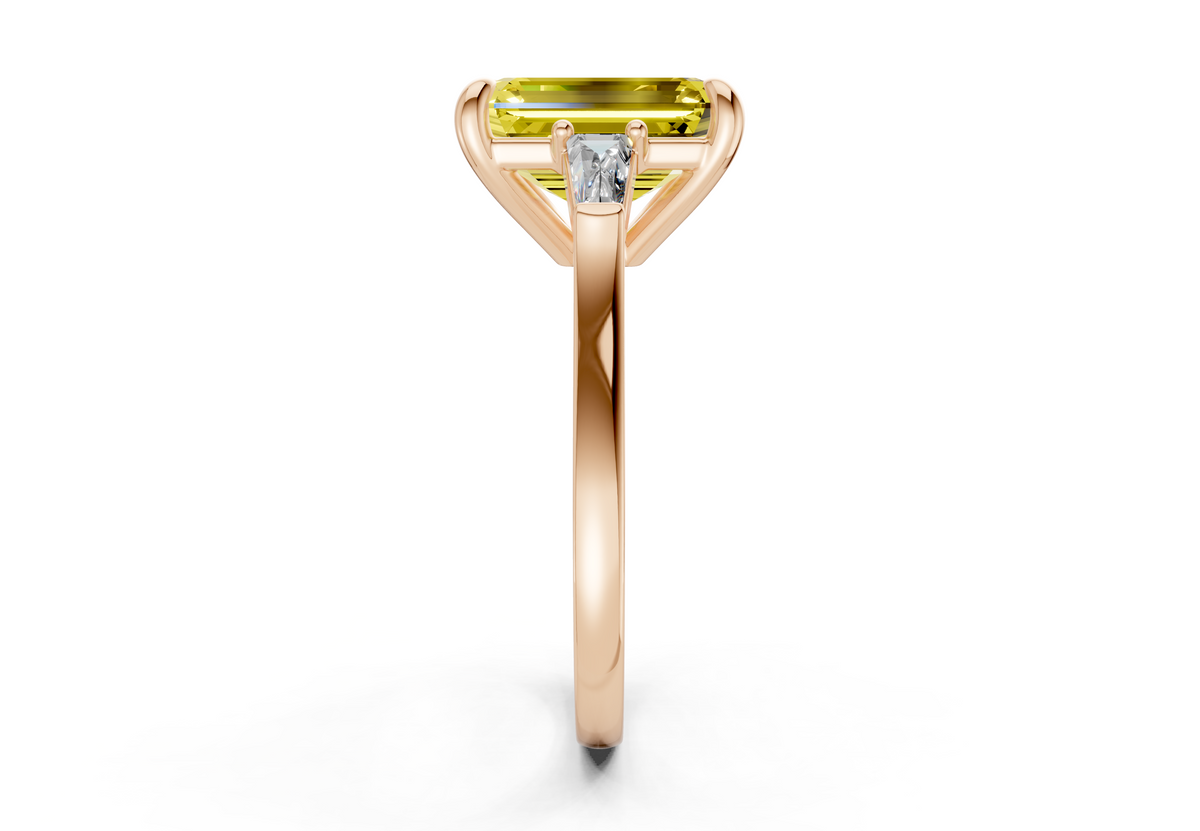 Isla Yellow Diamond Three Stone Emerald Cut 1.8mm Engagement Ring