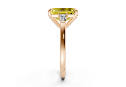 Isla Yellow Diamond Three Stone Emerald Cut 1.8mm Engagement Ring