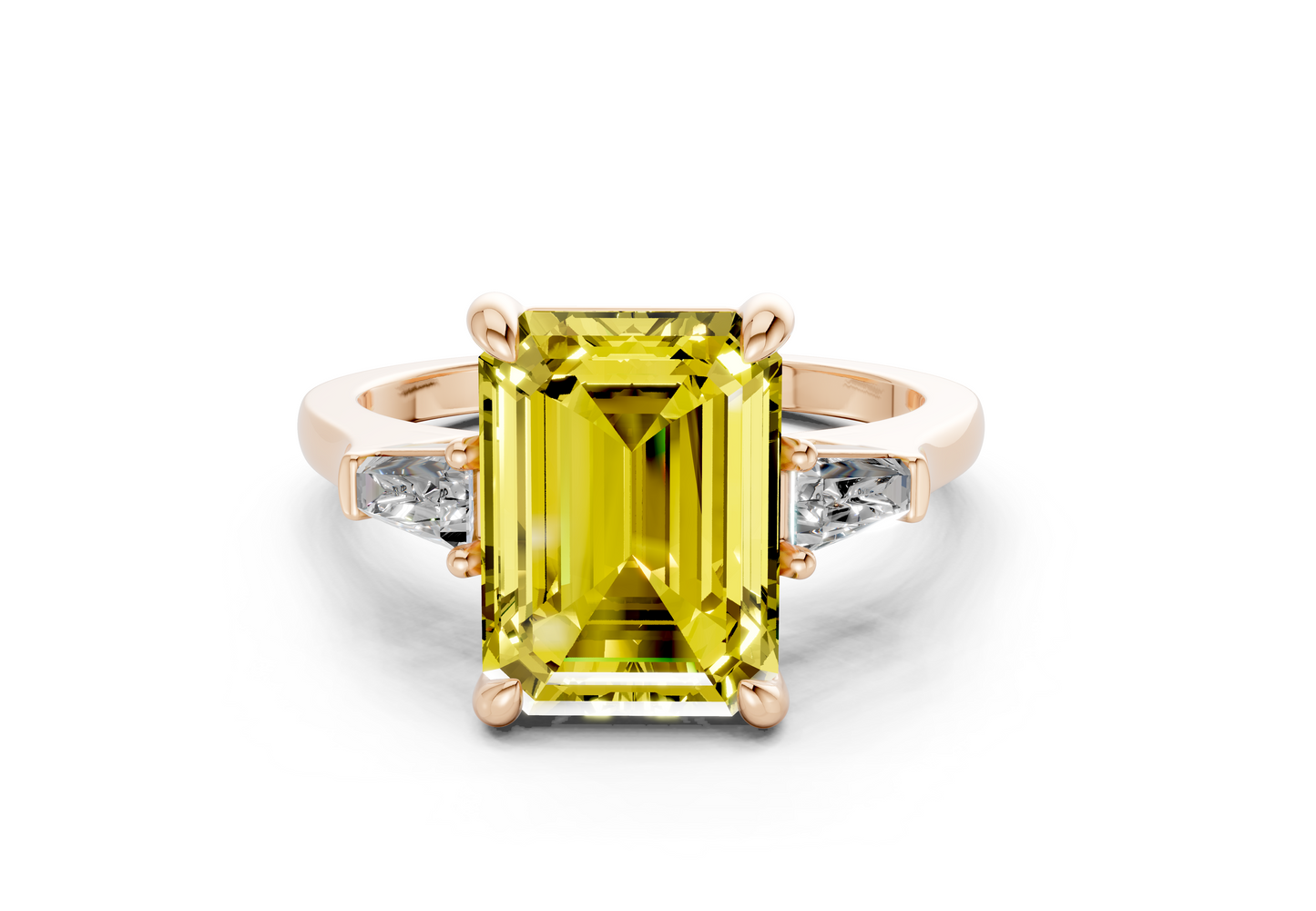Isla Yellow Diamond Three Stone Emerald Cut 1.8mm Engagement Ring