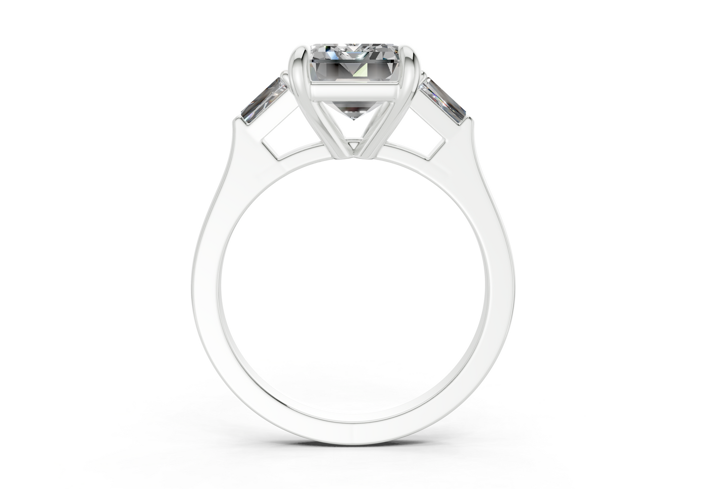 Isla Diamond Three Stone Emerald Cut 1.8mm Engagement Ring