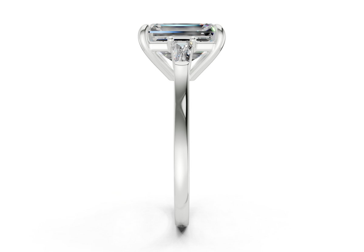 Isla Diamond Three Stone Emerald Cut 1.8mm Engagement Ring