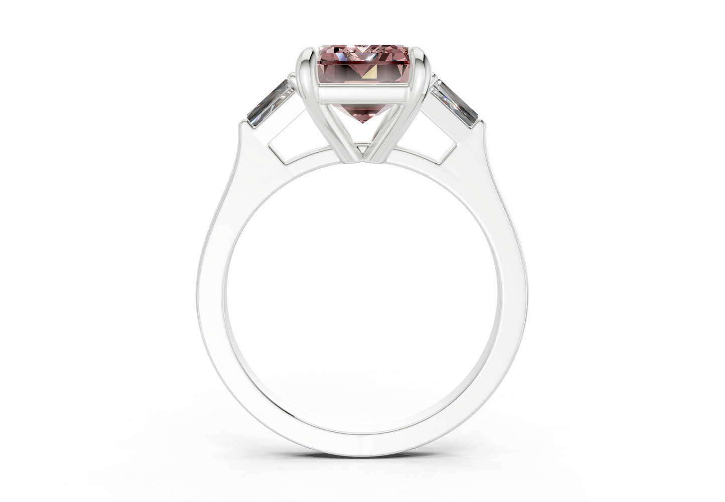 Isla Pink Diamond Three Stone Emerald Cut 1.8mm Engagement Ring