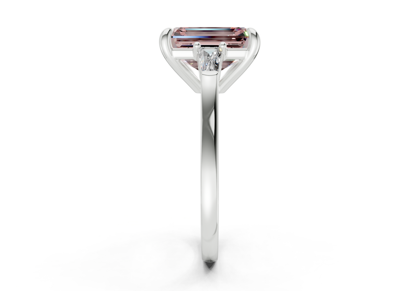 Isla Pink Diamond Three Stone Emerald Cut 1.8mm Engagement Ring