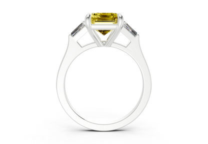 Isla Yellow Diamond Three Stone Emerald Cut 1.8mm Engagement Ring